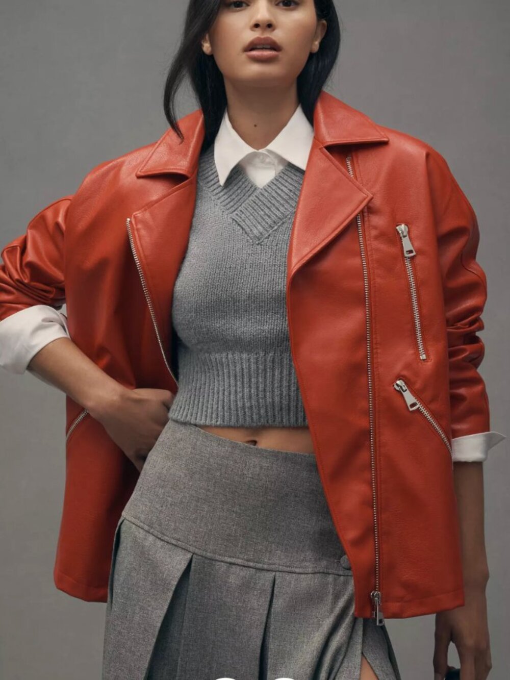 Maeve Oversized Faux-Leather Moto Jacket
